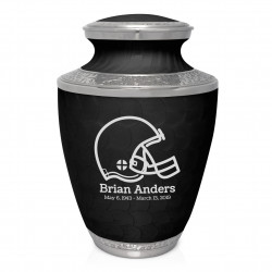 Football Helmet Cremation Urn - Ebony Black