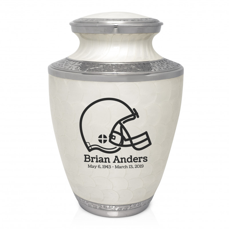 Football Helmet Cremation Urn - Radiant White