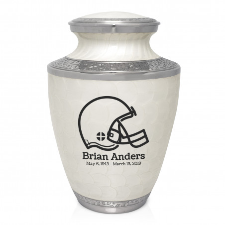 Football Helmet Cremation Urn - Radiant White