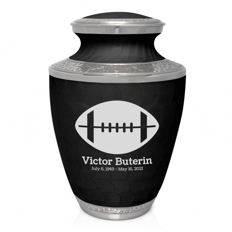 Football Cremation Urn - Ebony Black