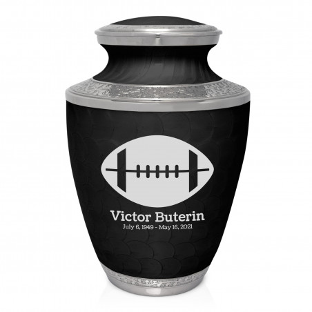 Football Cremation Urn - Ebony Black