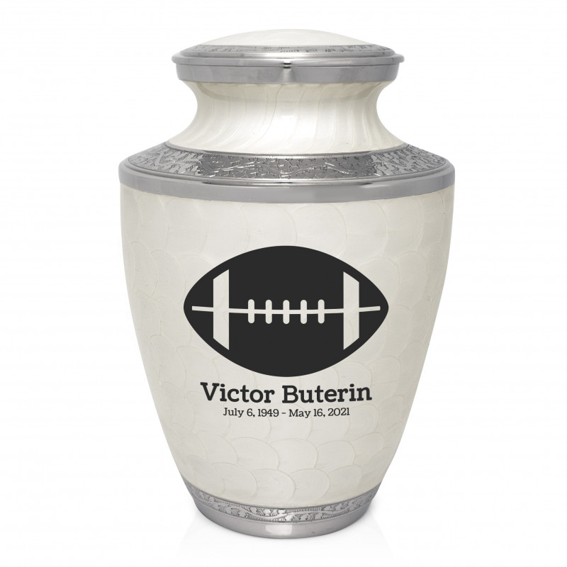 Football Cremation Urn - Radiant White