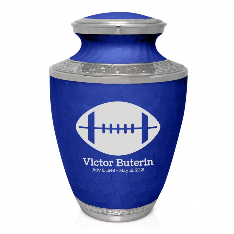 Football Cremation Urn - Royal Blue