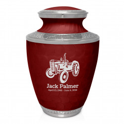 Classic Tractor Cremation Urn - Rose Red