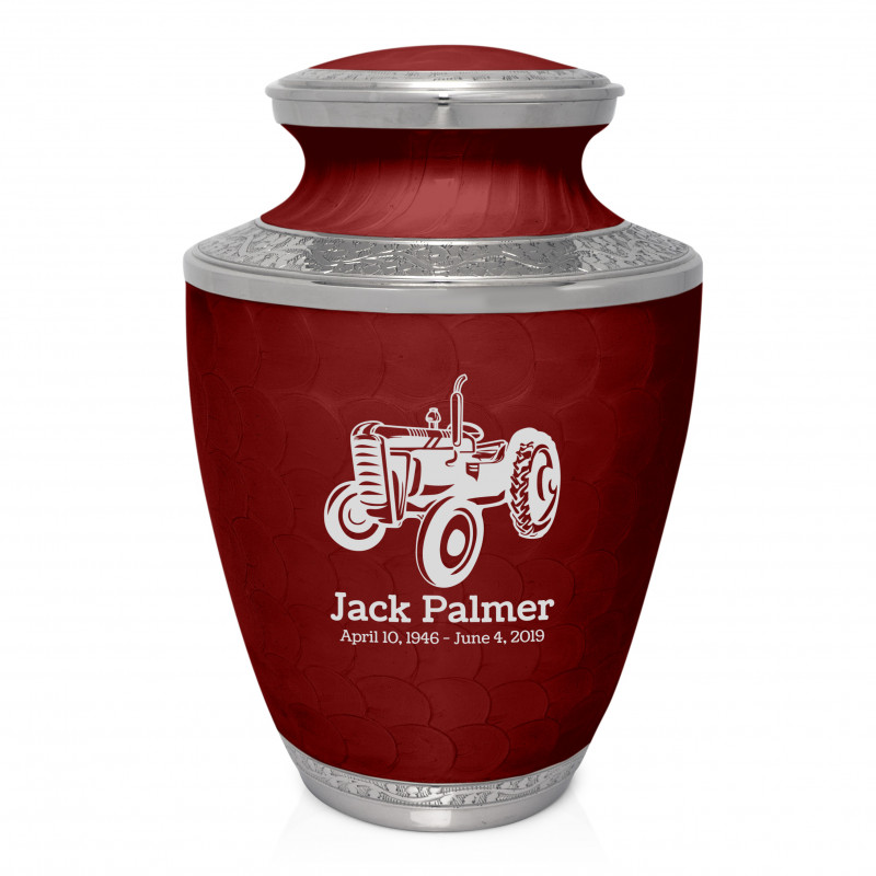 Classic Tractor Cremation Urn - Rose Red