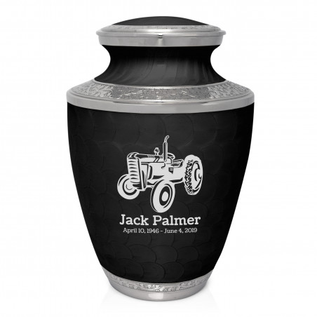 Classic Tractor Cremation Urn - Ebony Black