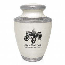 Classic Tractor Cremation Urn - Radiant White