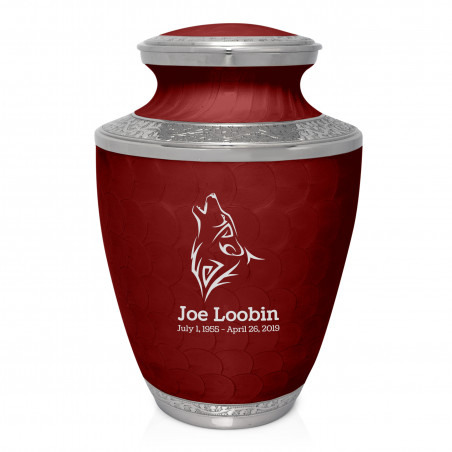 Wolf Cremation Urn - Rose Red