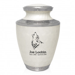 Wolf Cremation Urn - Radiant White
