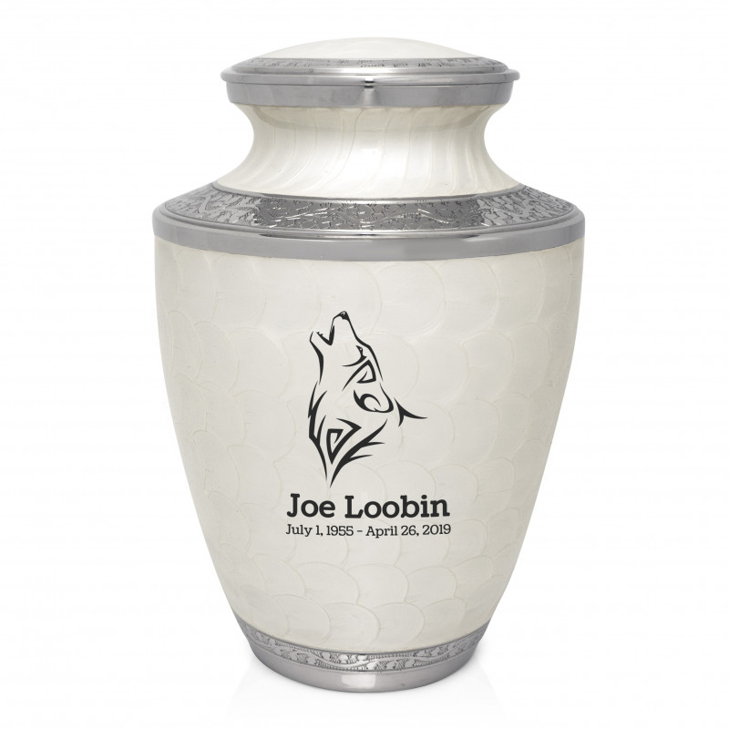 Wolf Cremation Urn - Radiant White
