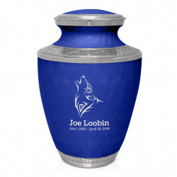 Wolf Cremation Urn - Royal Blue