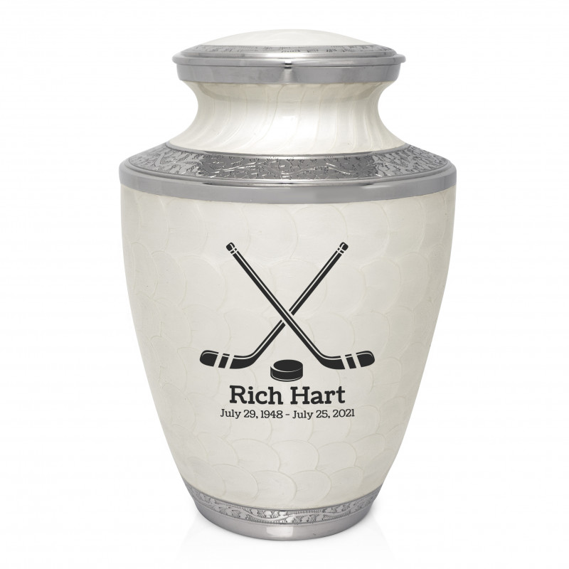 Hockey Cremation Urn - Radiant White