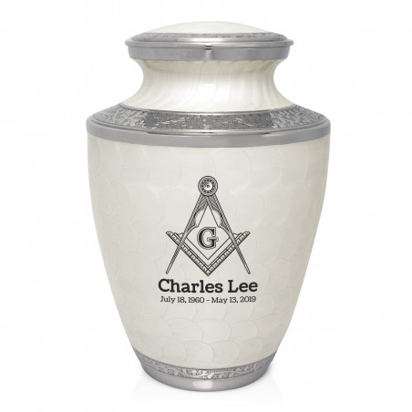 Masonic Cremation Urn - Radiant White