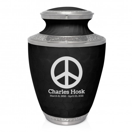 Peace Cremation Urn - Ebony Black