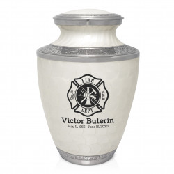 Firefighter Cremation Urn - Radiant White