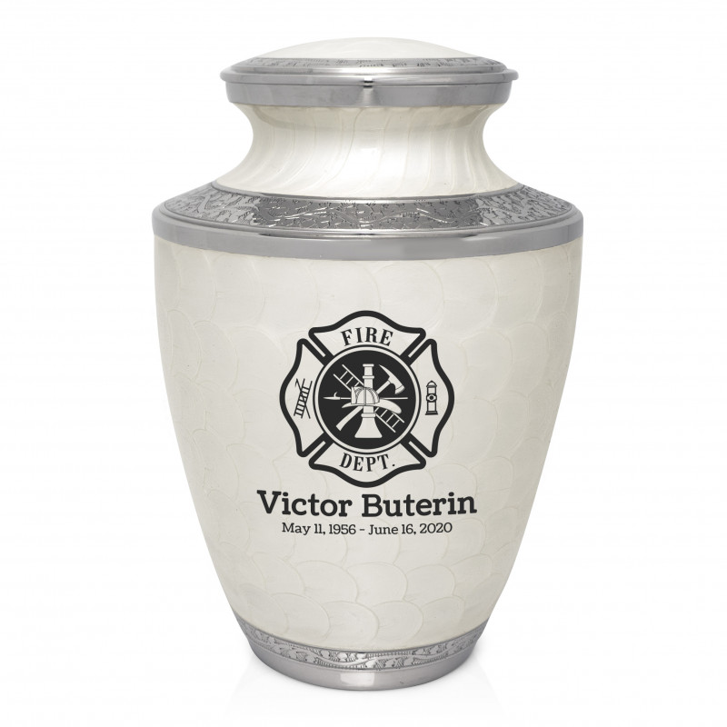 Firefighter Cremation Urn - Radiant White