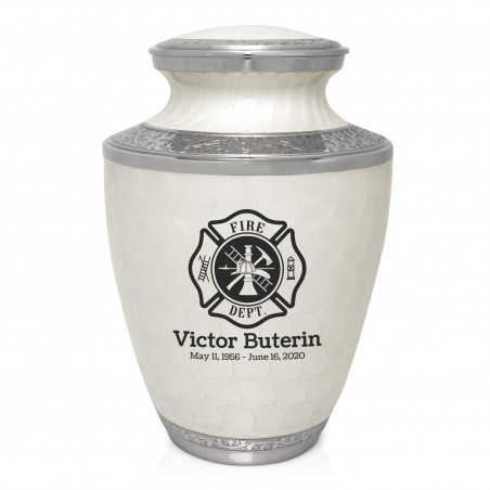 Firefighter Cremation Urn - Radiant White