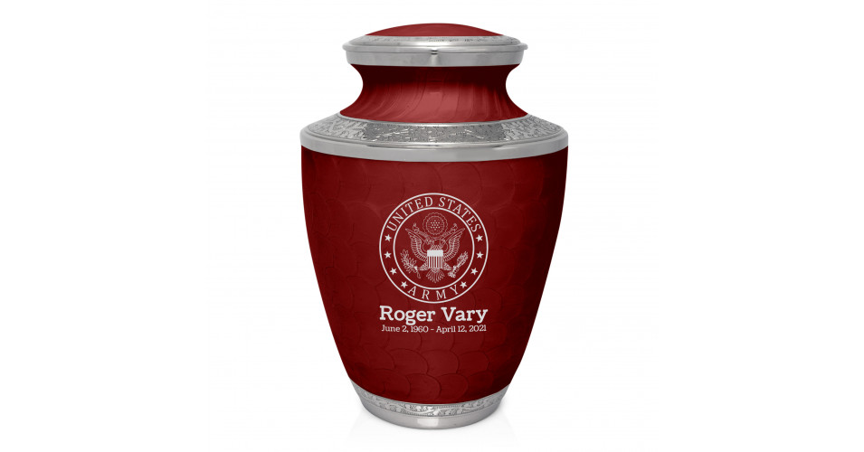 Armv On Roses Army Cremation Urn - Rose Red