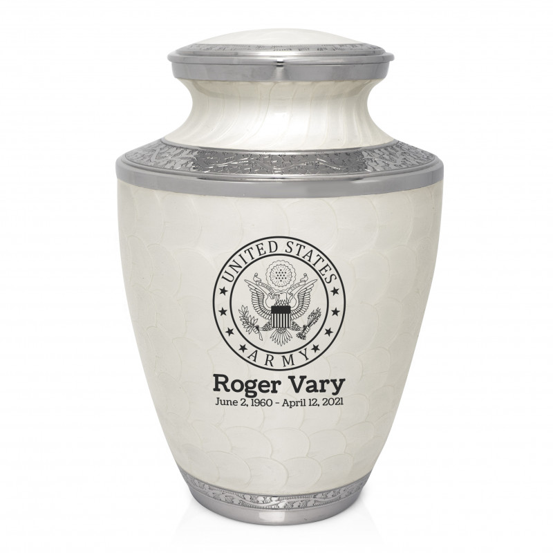 Army Cremation Urn - Radiant White
