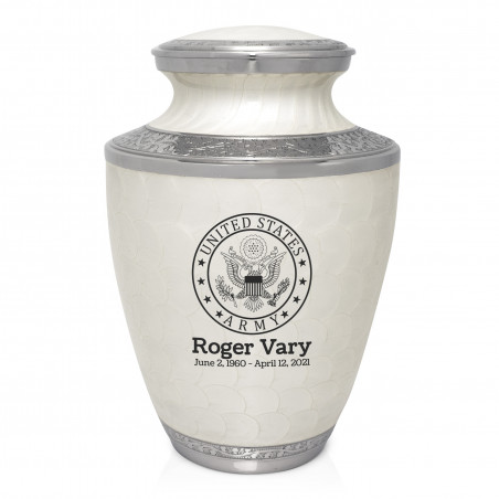 Army Cremation Urn - Radiant White
