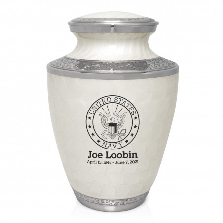 Navy Cremation Urn - Radiant White