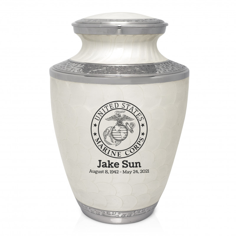 Marine Corps Cremation Urn - Radiant White