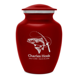 Salmon Fishing Sharing Urn - Ruby Red