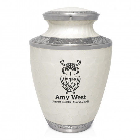 Owl Cremation Urn - Radiant White