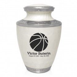 Basketball Cremation Urn - Radiant White
