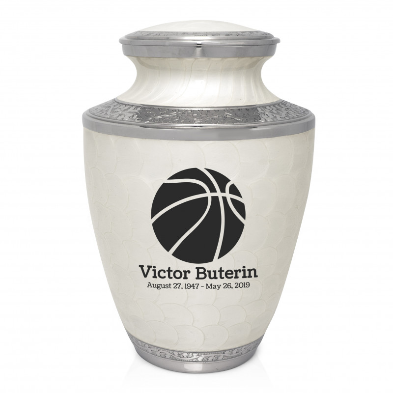 Basketball Cremation Urn - Radiant White