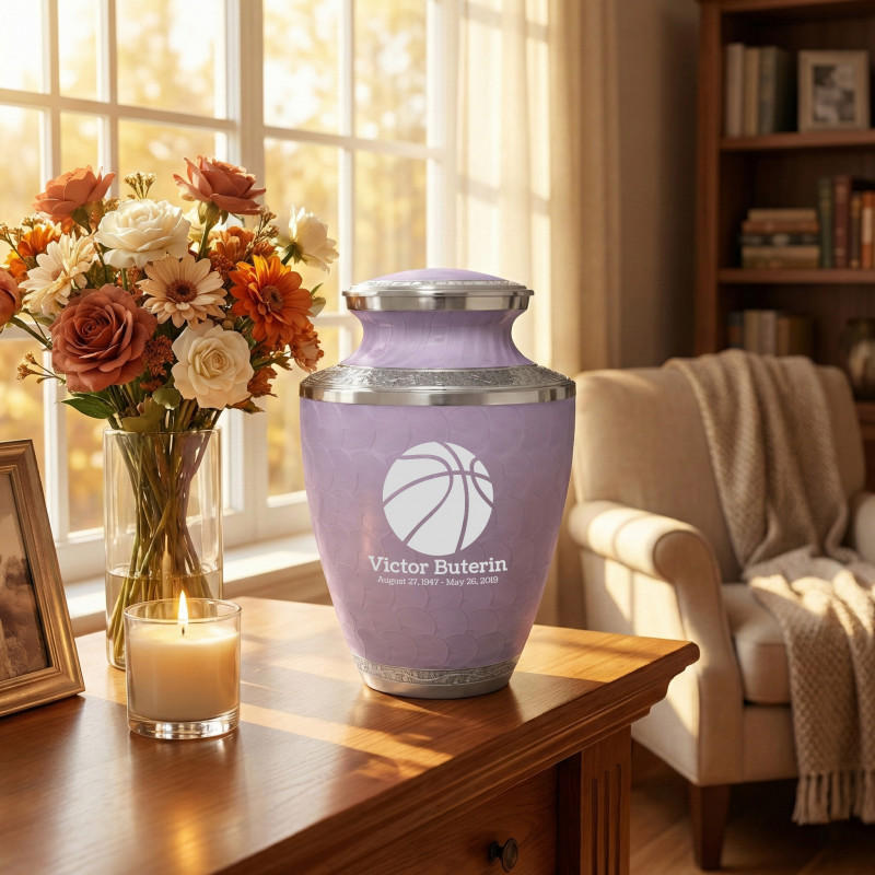 Basketball Cremation Urn - Regal Purple