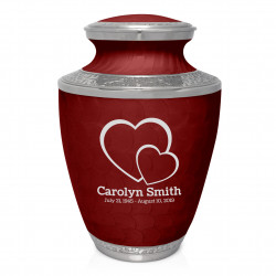 Loving Hearts Cremation Urn - Rose Red