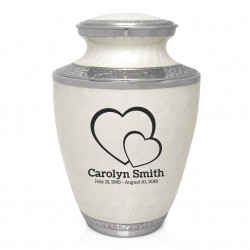 Loving Hearts Cremation Urn - Radiant White