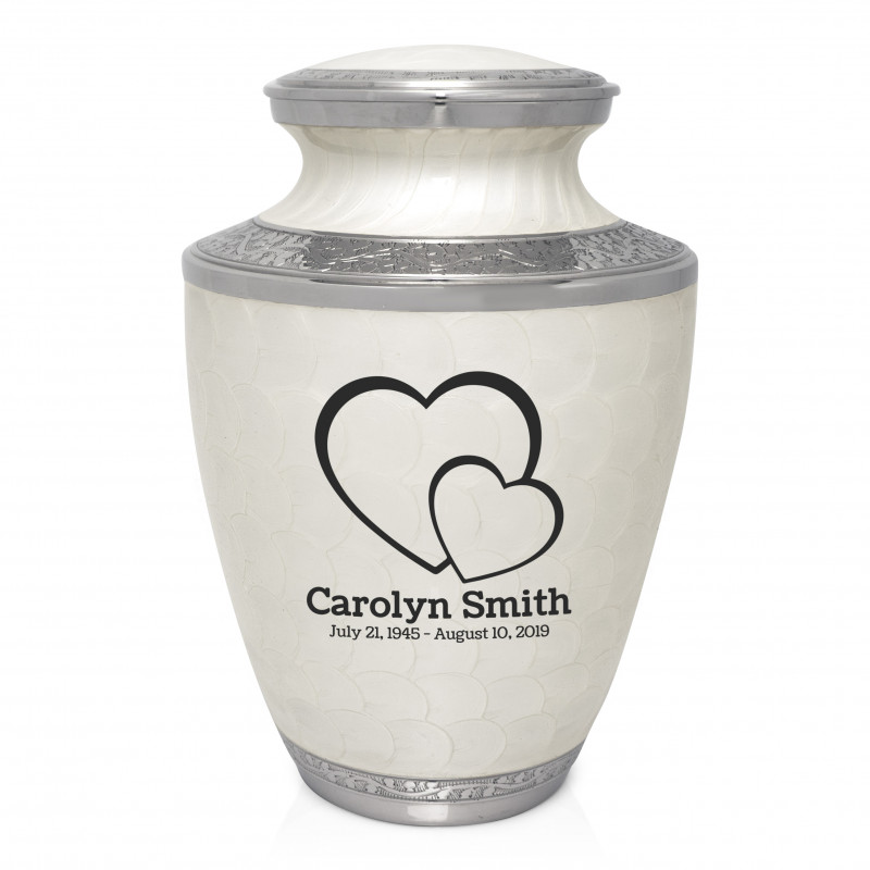 Loving Hearts Cremation Urn - Radiant White