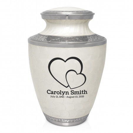 Loving Hearts Cremation Urn - Radiant White