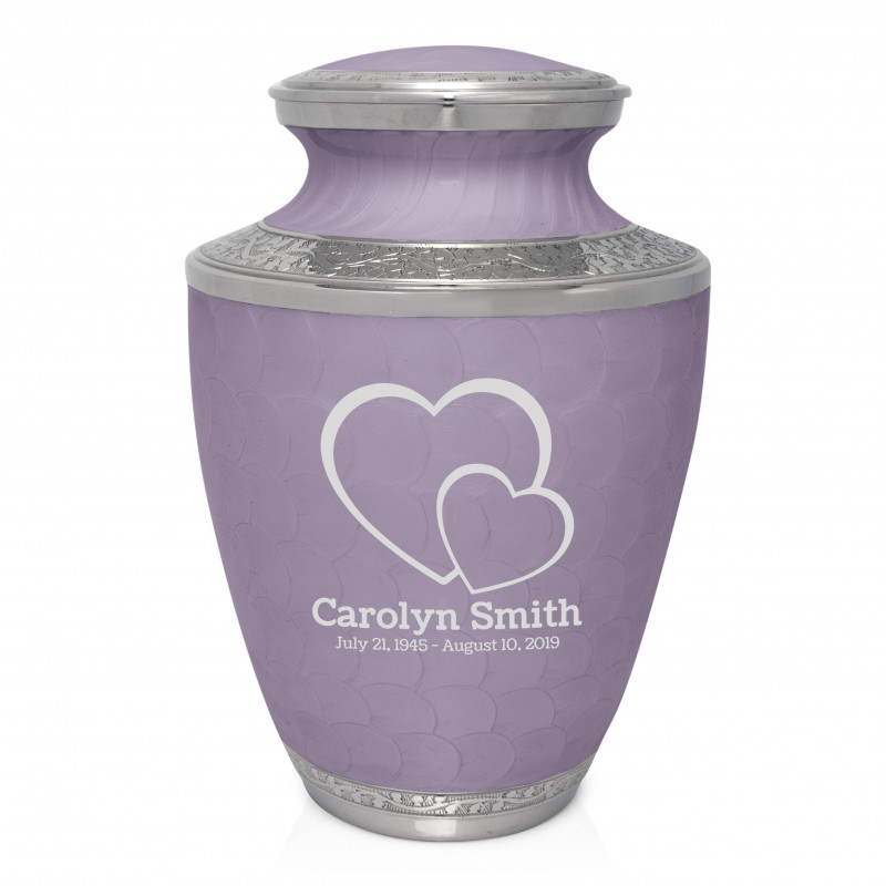 Loving Hearts Cremation Urn - Regal Purple