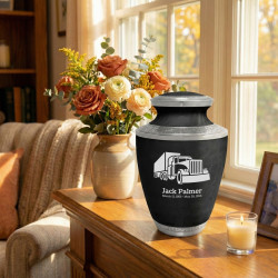 Semi Truck Cremation Urn - Ebony Black