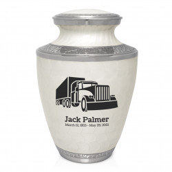 Semi Truck Cremation Urn - Radiant White
