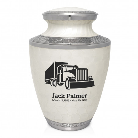 Semi Truck Cremation Urn - Radiant White