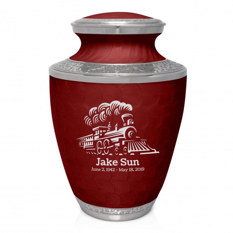 Train Cremation Urn - Rose Red