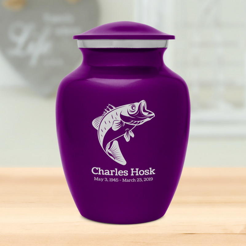 Bass Fishing Sharing Urn - Purple Luster