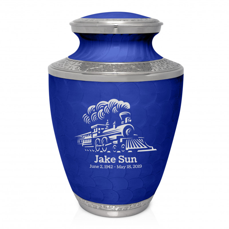 Train Cremation Urn - Royal Blue