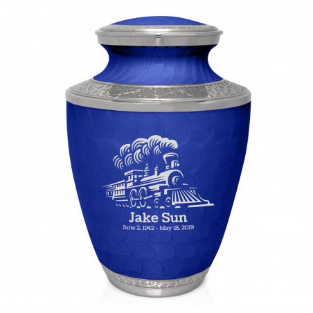 Train Cremation Urn - Royal Blue