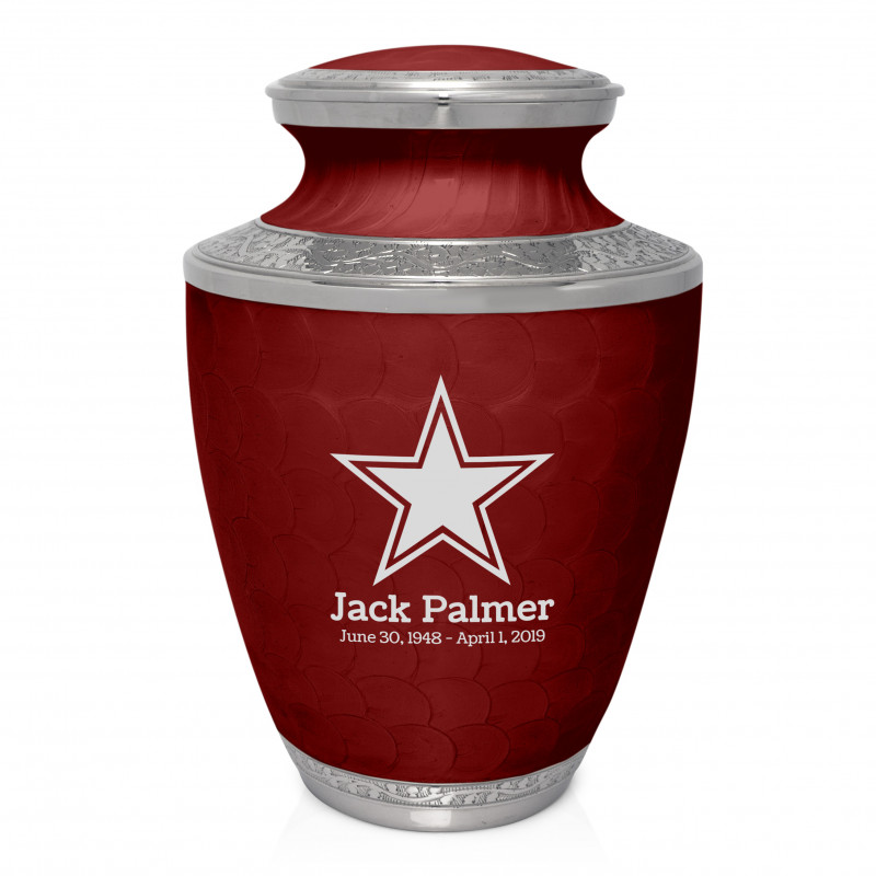Dallas Star Cremation Urn - Rose Red