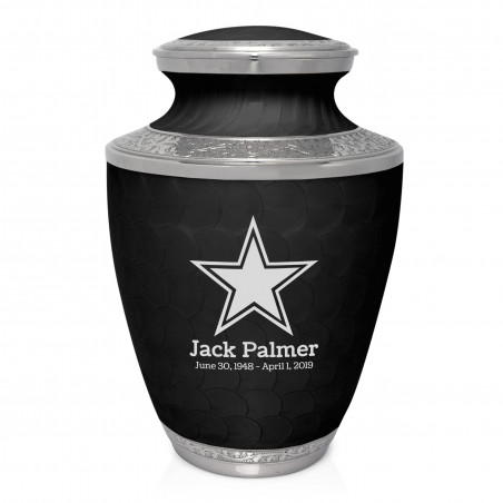 Dallas Star Cremation Urn - Ebony Black