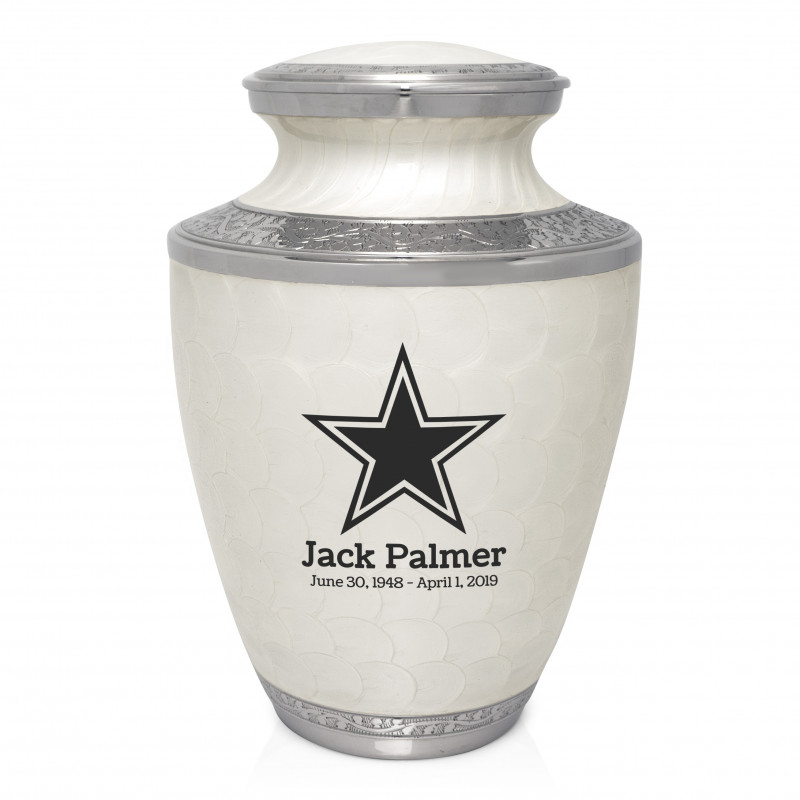 Dallas Star Cremation Urn - Radiant White