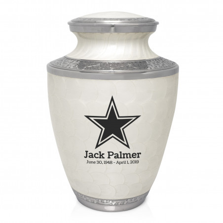 Dallas Star Cremation Urn - Radiant White