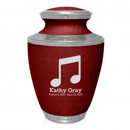 Music Note Cremation Urn - Rose Red
