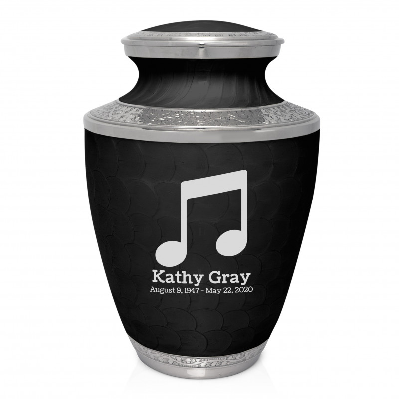Music Note Cremation Urn - Ebony Black