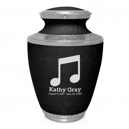 Music Note Cremation Urn - Ebony Black